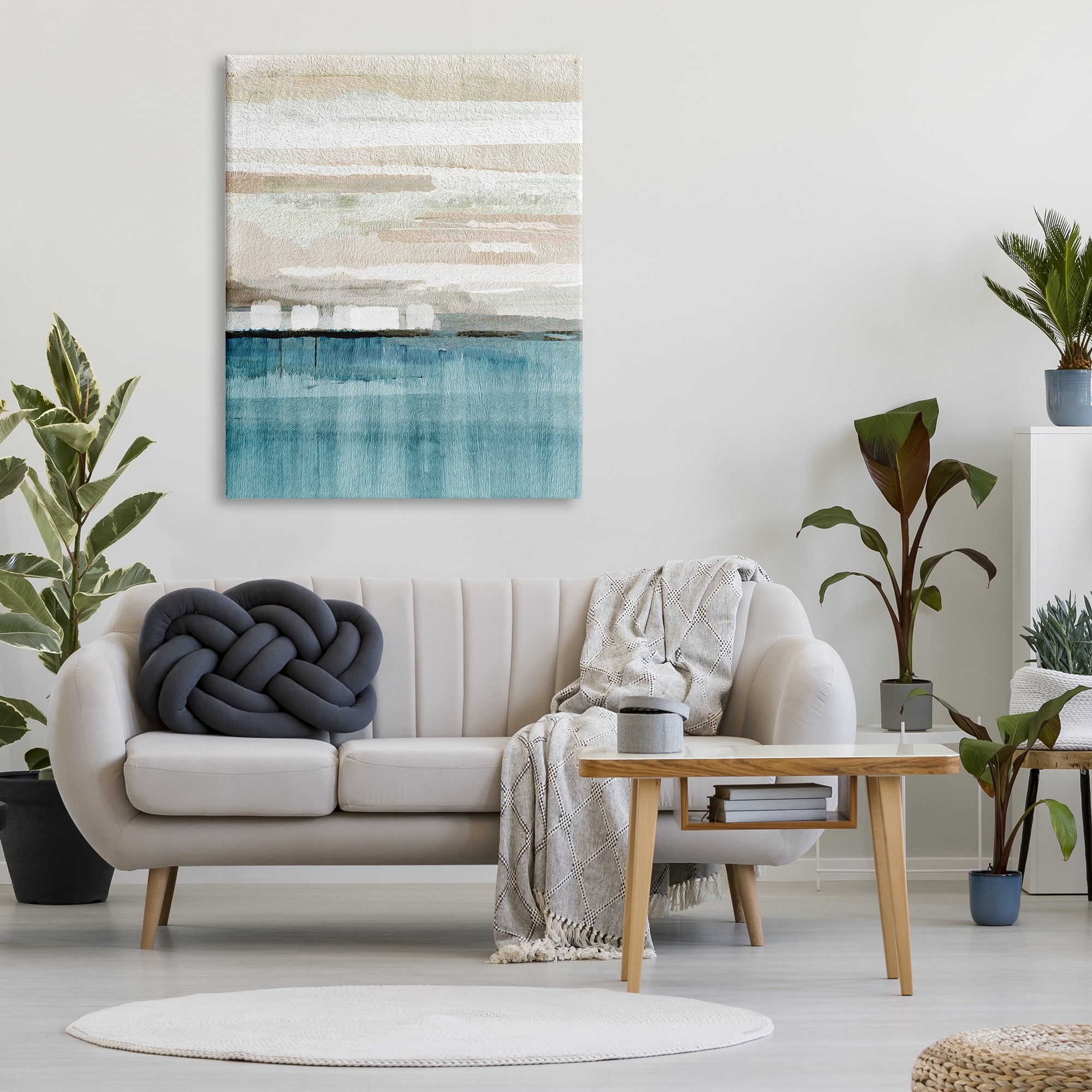 Stupell Industries Modern Sea Landscape Abstract Painting Gallery Wrapped Canvas Art Print Wall Art, 36 x 48