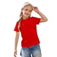 thumbnail image 4 of Girls Short Sleeve T Shirts Kids Solid Color Crewneck Summer Basic Oversized Tops Fashion Tees Outdoor Travel for Boys and Girls 5-14 Years, 4 of 5