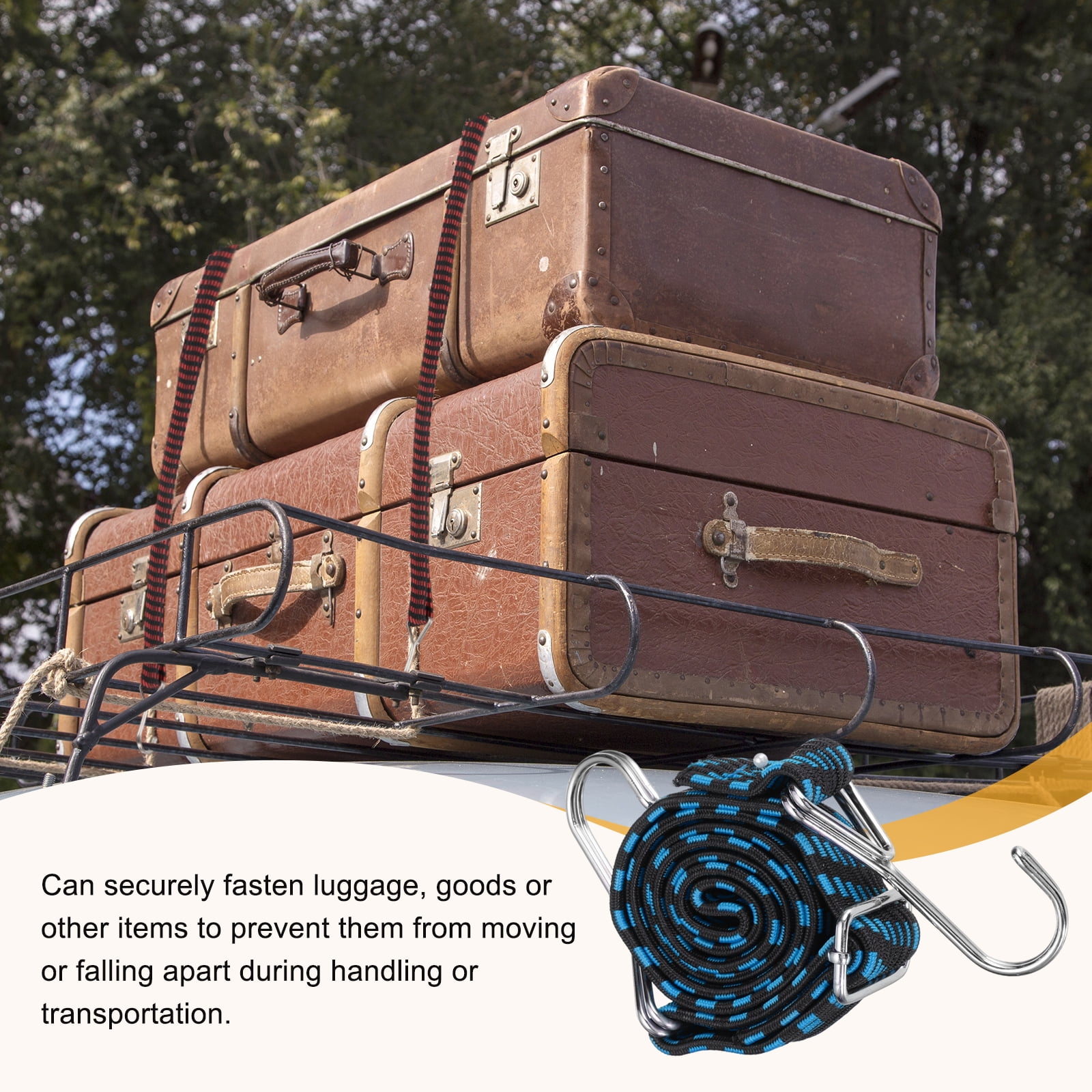 Uxcell 39" Adjustable Bungee Cords with Stainless Steel Hook, 4Pcs Heavy Duty Outdoor Elastic Bungee Strap for Securing Luggage Moving Cargo, Blue