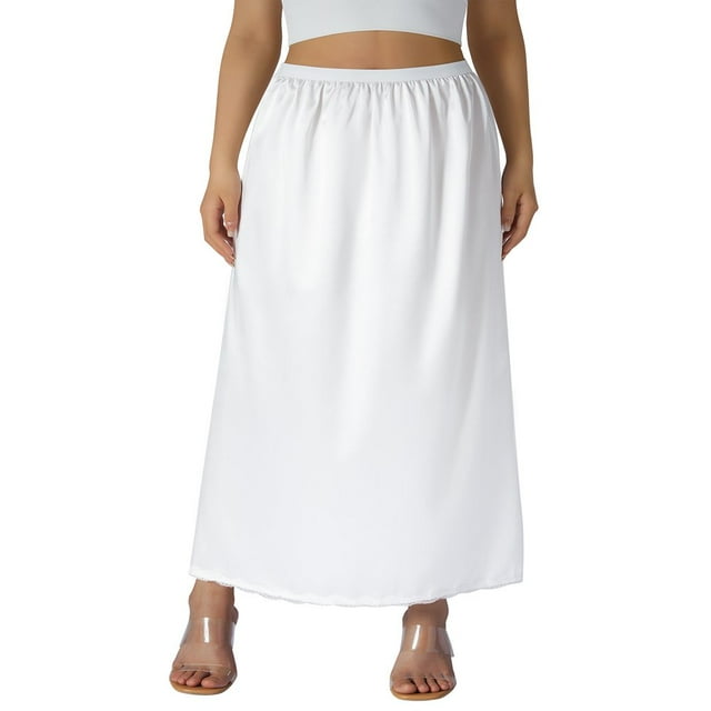 DEBGFS Jupons Mi-Longs pour Porter sous les Robes Femmes Rallonge Jupon Long Court Jupe en Dentelle P-2TG, Blanc, TG