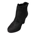 thumbnail image 1 of NECHOLOGY Botas Mujer Adulto Femenino Zapatos Botines mujer Moda mujer Flock otoño suela gruesa tacones cuadrados Slip On Botines cortos zapatos de punta redonda (Black, 8.5), 1 of 6