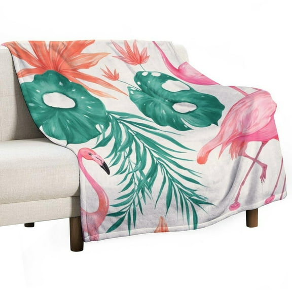 Tropical Flamingo Pattern Blanket Soft Cozy Flannel Blanket for man women