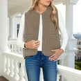 thumbnail image 4 of Womens Sherpa Vest Sleeveless Button Down/Zip Up Cropped Gilet Soft Fitted Fall Winter Warm Casual Jacket with Pockets, 4 of 8