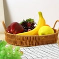 thumbnail image 4 of Imitation Rattan Tray Round Storage Basket Tray With Handle Bread Fruit Cake Food Plate Serving Tray For Home Kitchen L, 4 of 6