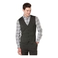 thumbnail image 1 of Perry Ellis Chaleco de cinco botones a rayas finas para hombre, negro, XX-Large Perry Ellis cinco botones, 1 of 2