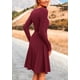 thumbnail image 2 of Vestido PRETTYGARDEN de punto acanalado con manga larga en línea A color vino tinto XL, 2 of 8