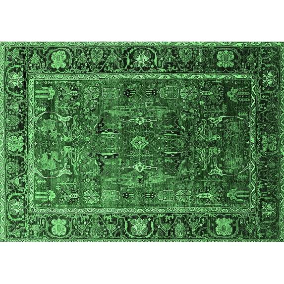 Ahgly Company Indoor Rectangle Oriental Emerald Green Traditional Area Rugs, 7' x 10'