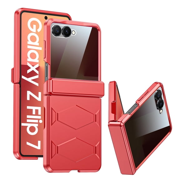 Funda GooseBox para Samsung Galaxy Z Flip 7, privacidad y bisagra, color rojo