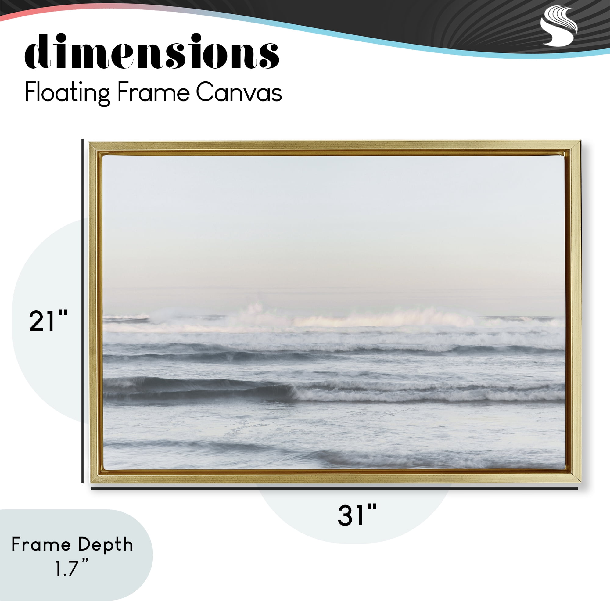 Stupell Industries Serene Ocean Waves Calmness Gold Framed Floater Canvas Wall Art, design by Melissa McClain