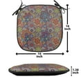 thumbnail image 4 of Batik Chair Seating Cushion, Vintage Combined Nested Paisley Motif Oriental Feminine Cultural Eastern Batik Theme, Soft Seat Pads for Office with Anti-slip Backing, 16"x16", Multicolor, by Ambesonne, 4 of 5