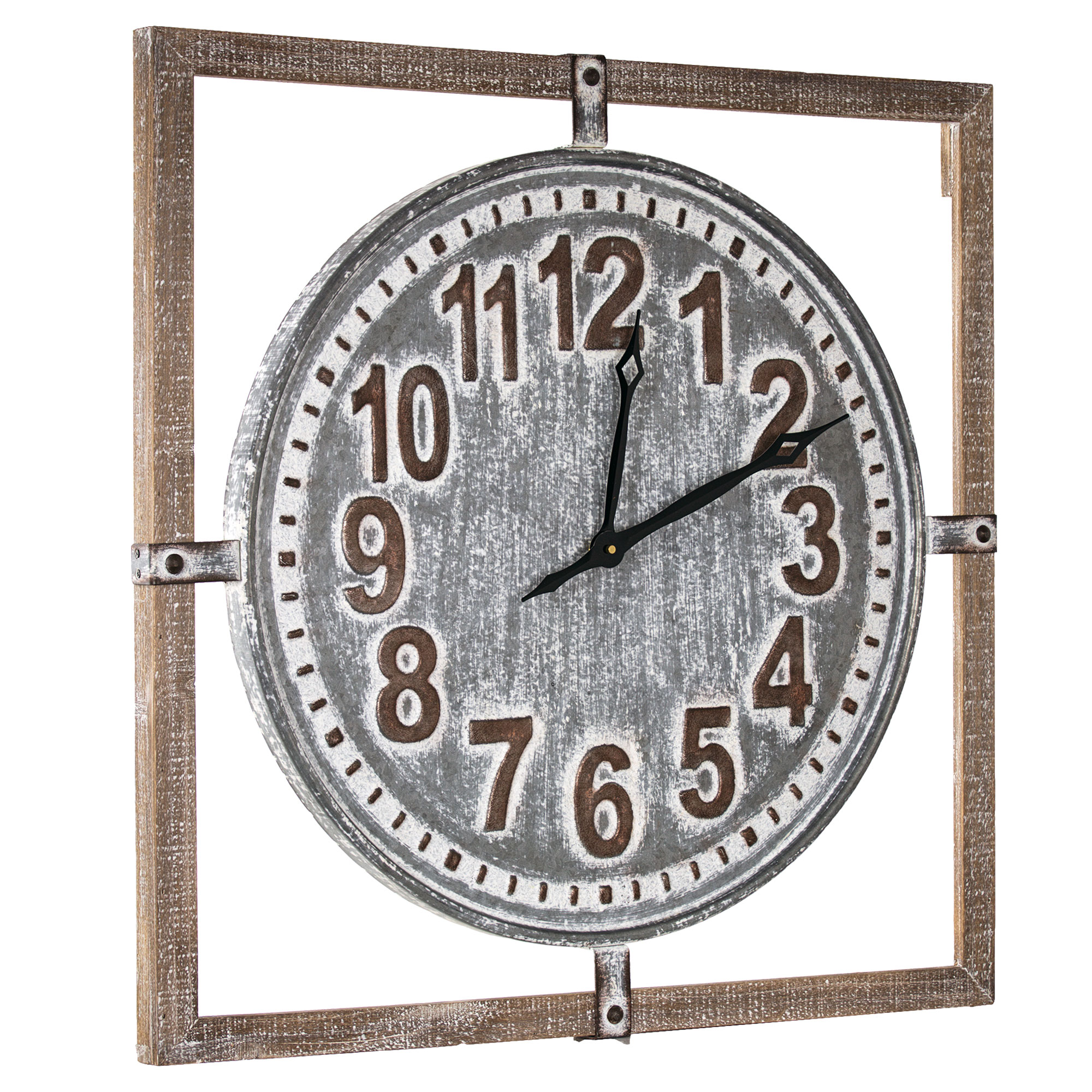 Whitewashed Wood Framed Wall Clock