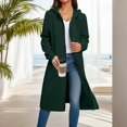 thumbnail image 2 of Women's Plus Size Hooded Jacket, Fashion Casual Long Sleeve Solid Color Outerwear, Warm Cozy Daily Coat, Dark Green, S, 2 of 3