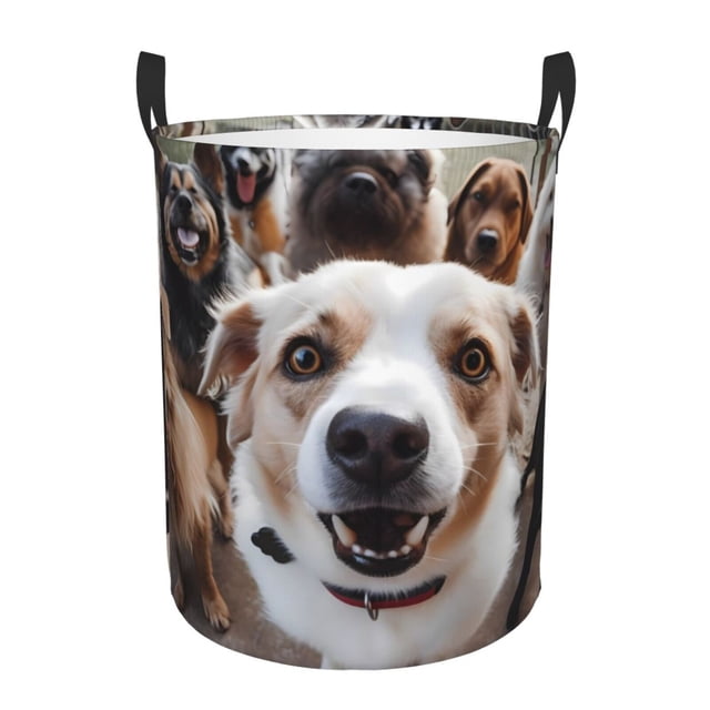 Fotbe Realistic Cute Puppy Cesto de Ropa con Asas, Cesto Impermeable de Gran Capacidad, Bolsa de Lavado para Dormitorio, Cesto de Ropa con Ruedas y Asas-Medium