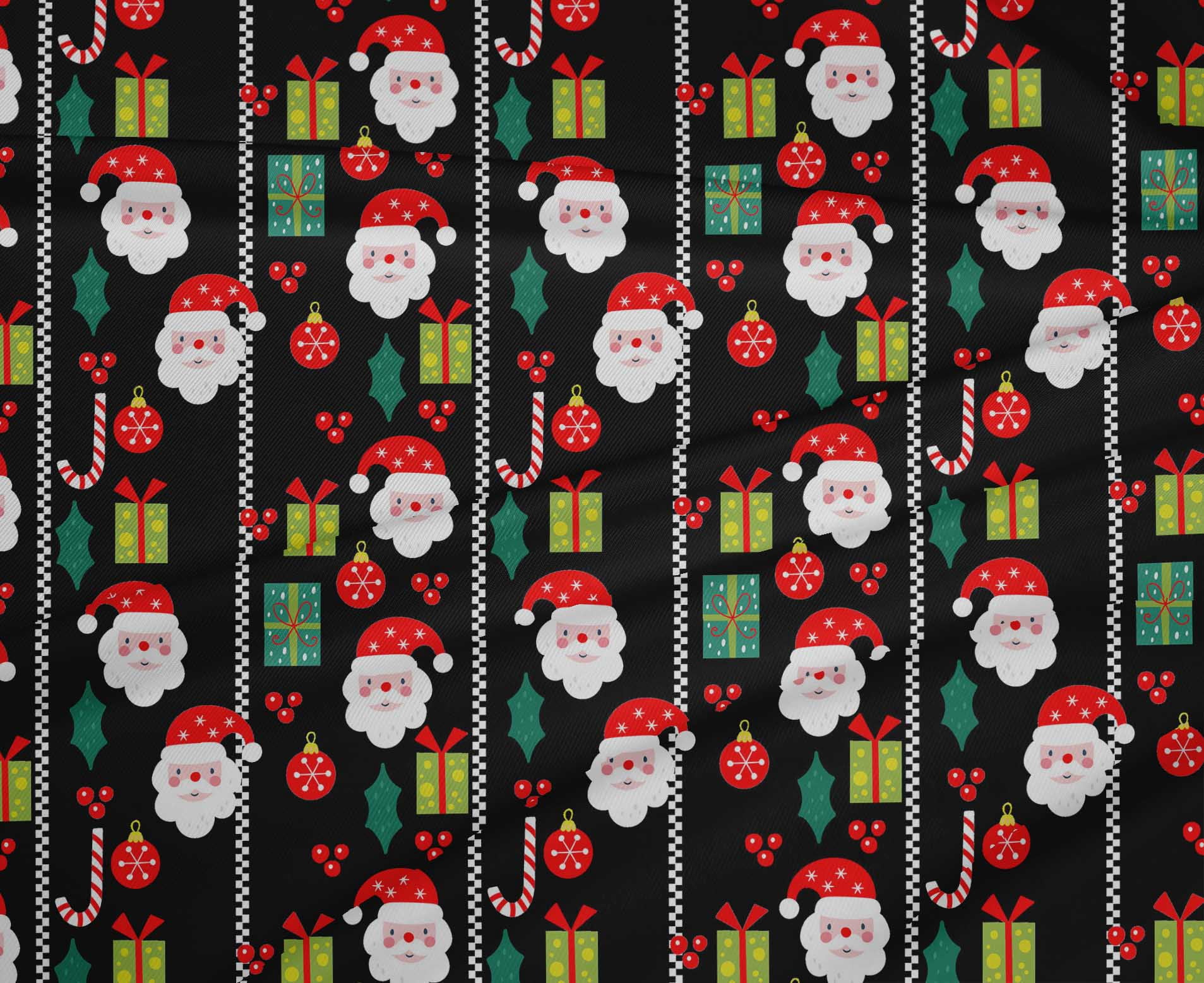 oneOone Polyester Spandex Black Fabric Merry Christmas Fabric For Sewing Printed Craft Fabric By The Yard 56 Inch Wide-KKP