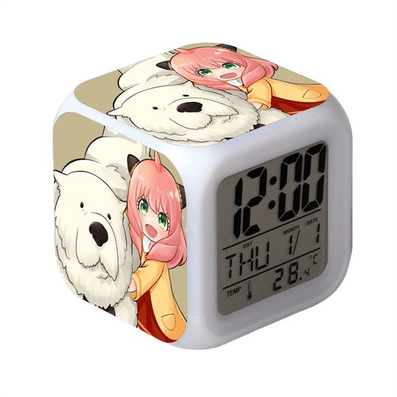 Wekity Anime Alarm Clock One Piece LED Square Clock Digital Alarm Clock with Time, Temperature, Alarm, Date