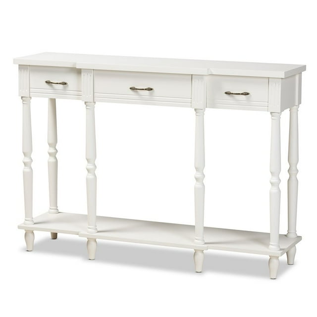 Baxton Studio French Provincial White Finished Wood 3-Drawer Console Table