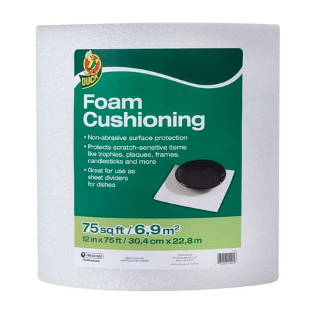 Duck Brand Foam Cushioning Roll, 12 in. x 75 ft., White,