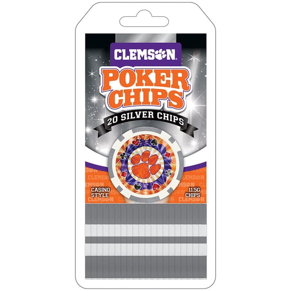 MasterPieces Casino Style 20 Piece 11.5 Gram Poker Chip Set NCAA Clemson Tigers Silver Edition