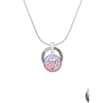 thumbnail image 2 of Delight Jewelry Silvertone Domed Multi Color PT Gymnastics Ring Charm Necklace, 18", 2 of 4