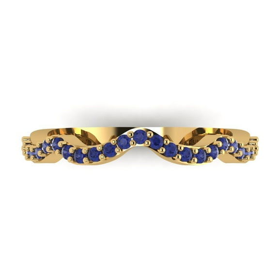 0.23 ctw Wedding Band for Women - 18K Yellow Gold Simulated Tanzanite Stackable Eternity Ring