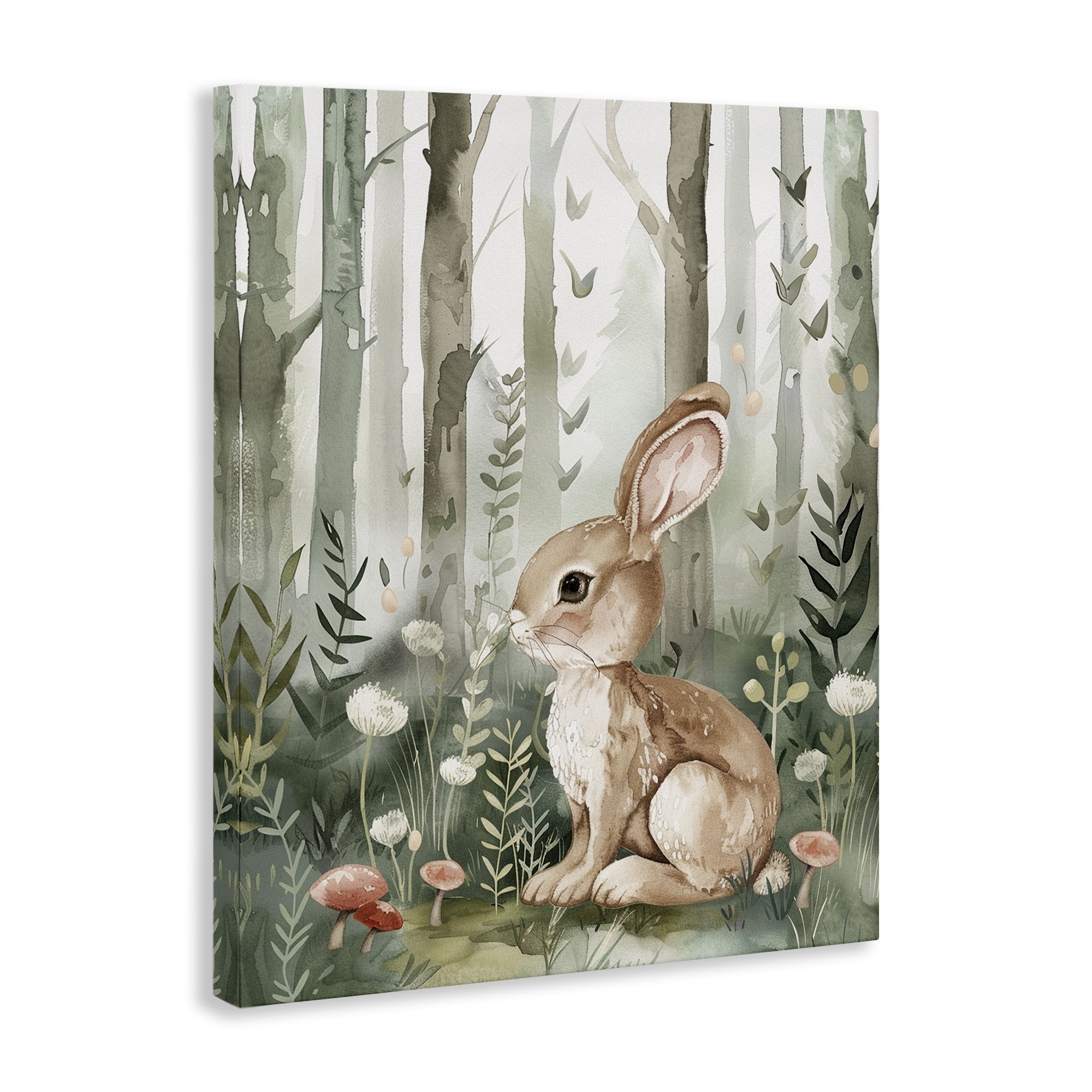 Stupell Industries Soft Woodland Bunny Landscape & Nature Painting Wrapped Canvas Art Print Wall Art, 16 x 20