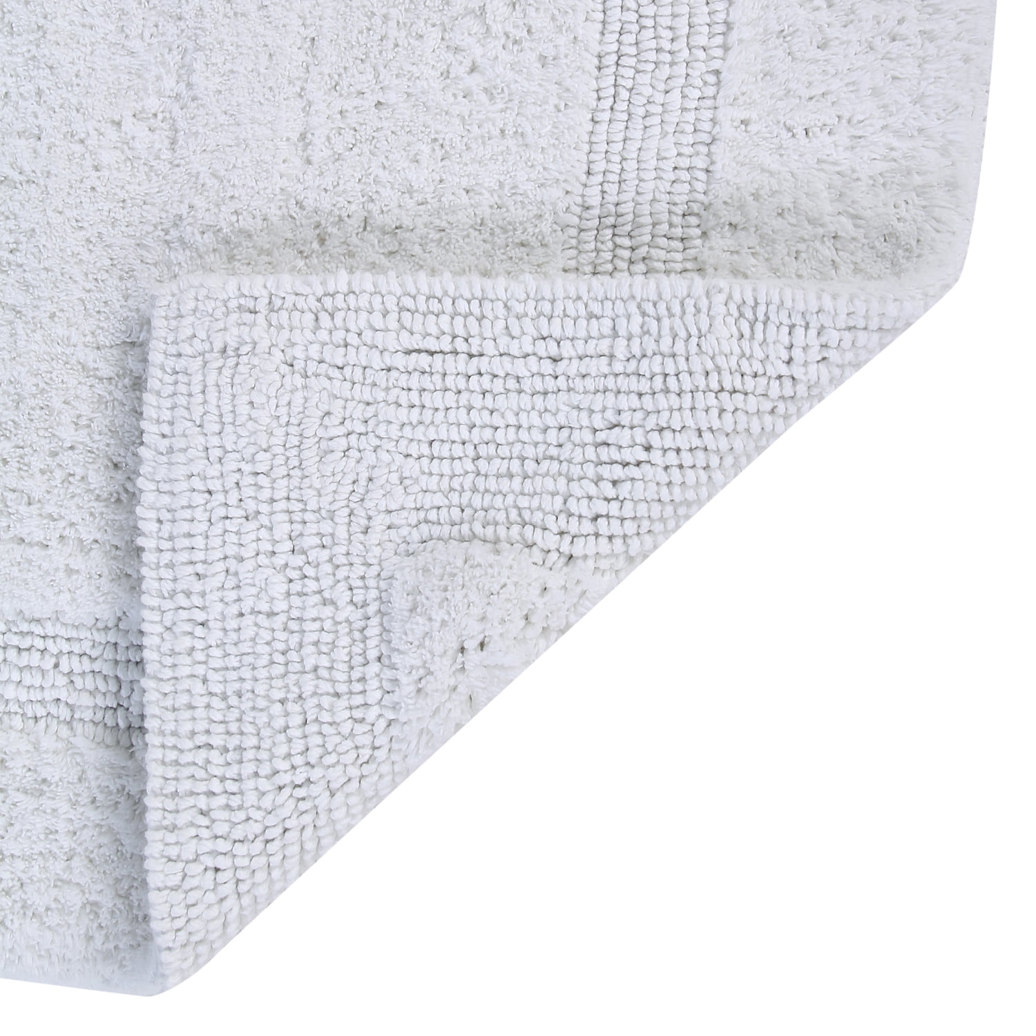 Better Trends 24" x 40" Premium Bathroom Rug Mat, 100% Cotton, Extra Soft Tufted Door Mat, Water Absorbent & Reversible Bath Mat (White) Lux Collection