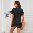 thumbnail image 2 of U2SKIIN Silk Pajamas for Women Shorts Set, Short Sleeve Women Satin Pajamas Sleepwear Button Down Pjs Set Two-piece（Black, XX-Large）, 2 of 5