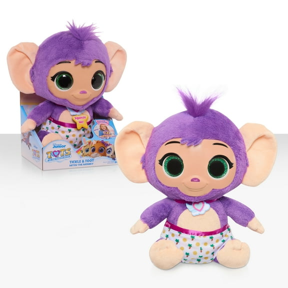Disney Jr T.O.T.S. Tickle & Toot Baby Mitsu the Monkey, 10-inch feature plush, Plush Simple Feature, Ages 3 Up, by Just Play