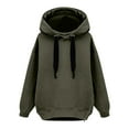 thumbnail image 4 of XIAOCHA Womens Hoodies Side Zippers Long Sleeve Solid Color Hooded Sweatshirt Loose Fit Trendy Drawstring Sport Hoodeie Top Streetwear Green, 4 of 5