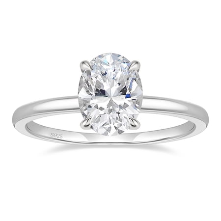 Monkton 925 Sterling Silver Engagement Rings for Women 3CT Oval Cut Solitaire Cubic Zirconia CZ Promise Rings Wedding Band for Her, Size 10
