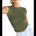 thumbnail image 2 of Camiseta Ajustada Sin Espalda para Mujer, de Corta, Cuello Redondo, Informal, de Verano, Estilo Y2K Verde L, 2 of 7