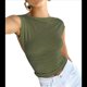 thumbnail image 2 of Camiseta Ajustada Sin Espalda para Mujer, de Corta, Cuello Redondo, Informal, de Verano, Estilo Y2K Verde M, 2 of 7