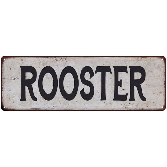 ROOSTER Vintage Look Rustic 6x18 Metal Sign Chic Retro 106180035024