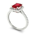 thumbnail image 2 of 1.86 ctw with Simulated Diamond Halo Accents Anniversary Ring for Women | Emerald Cut Simulated Pink Tourmaline | Hyperallergenic Solid 18K White Gold, 2 of 5