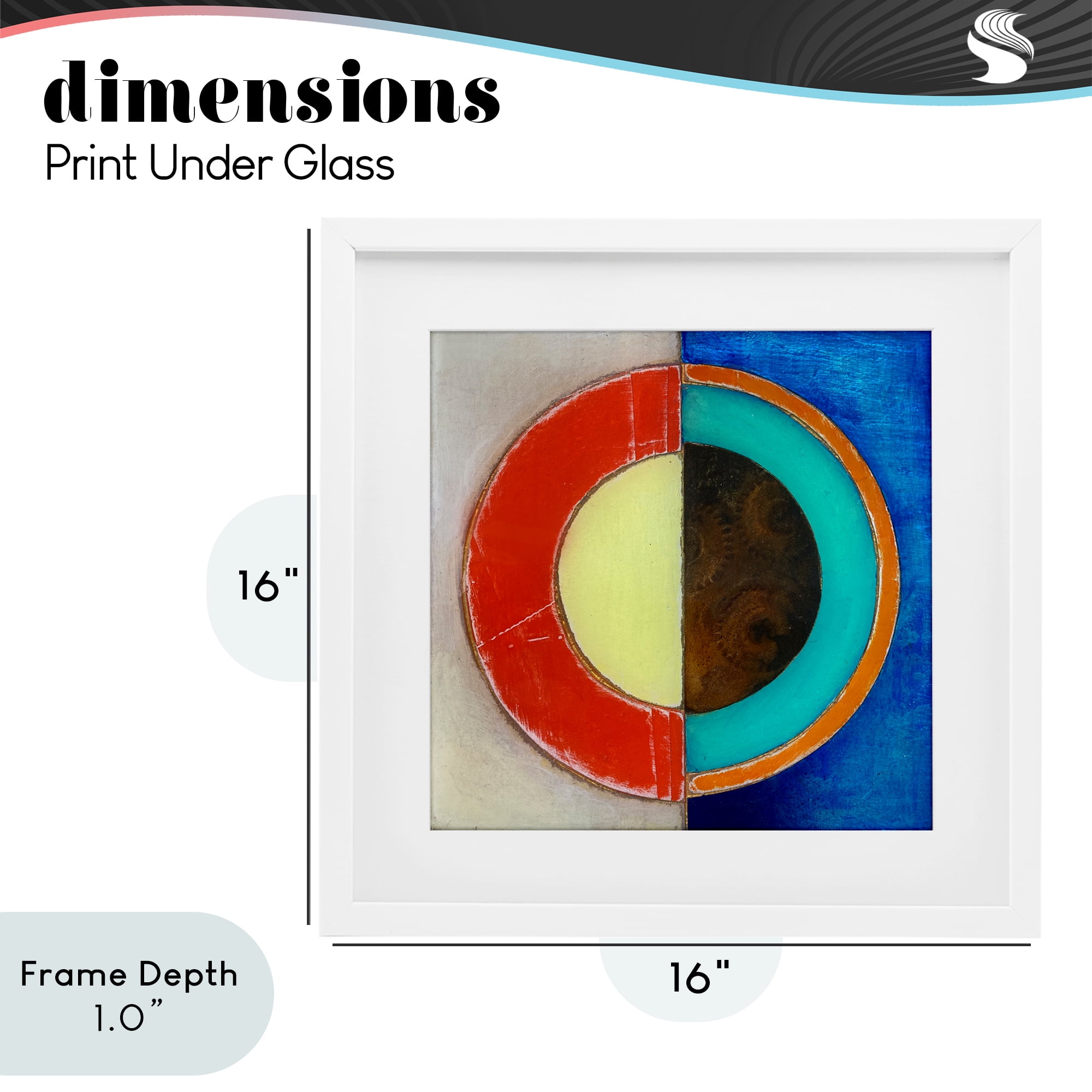 Stupell Industries Round Structured Color Block White Framed Print Under Glass, design by Matthew Finger