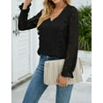 thumbnail image 5 of Women Lace Crochet Blouse Tops Casual V Neck Long Sleeve Hollow Elegant T Shirt Cogild, 5 of 6