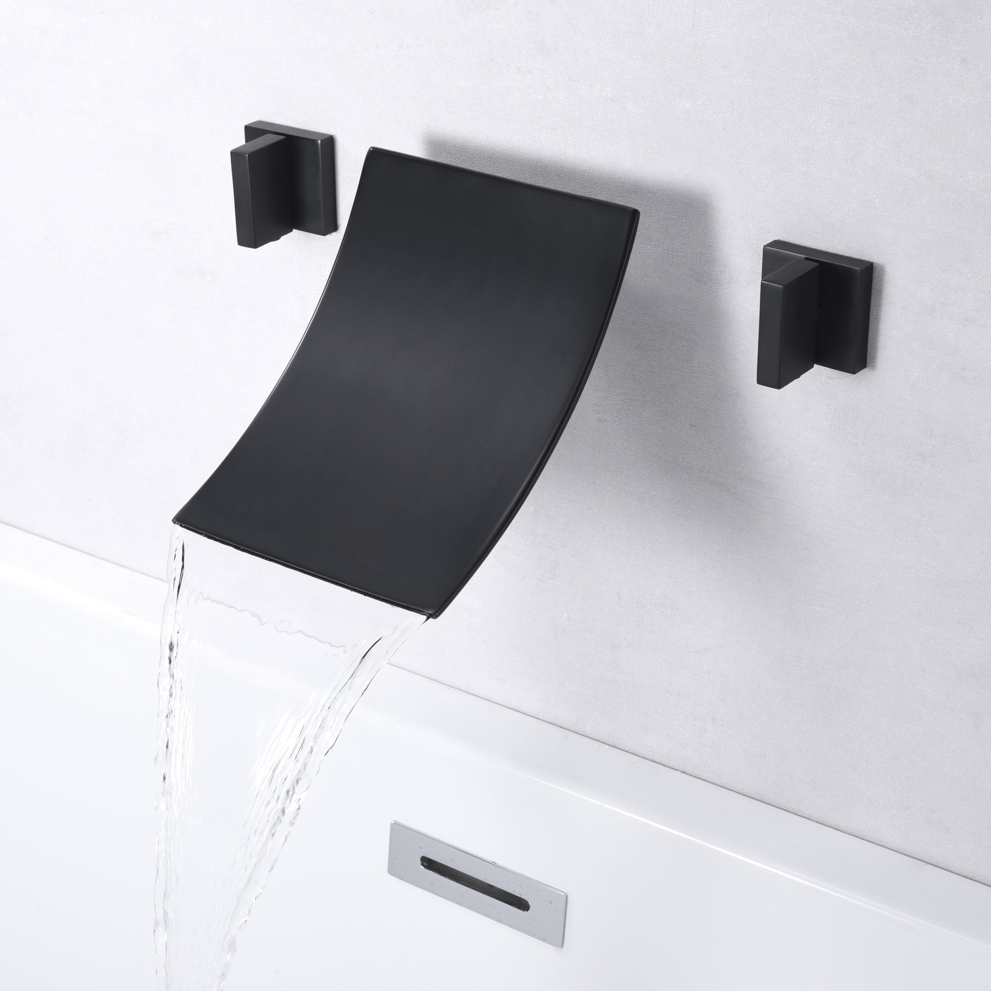 High Flow Wall Mount Waterfall Bath Tub Filler Faucet Matte Black,SUMERAIN