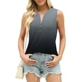 thumbnail image 2 of Womens Pullover Tops Spring Fall Clothes 2025 Long Sleeve Shirts Loose Festival Tops Print Color Sleeveless V-neck Pullover With Button Down Hem Blouses Top Plus Size Tops For Women Summer, 2 of 7