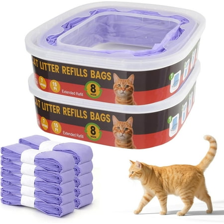 10Pack Cat Litter Refill Bags  Litter Refill Bag Boxes Compatible with Standard  Plus  XL+ and XL Bucket Refills (Includes 2 Non-Original Refill Boxes) (Purple)