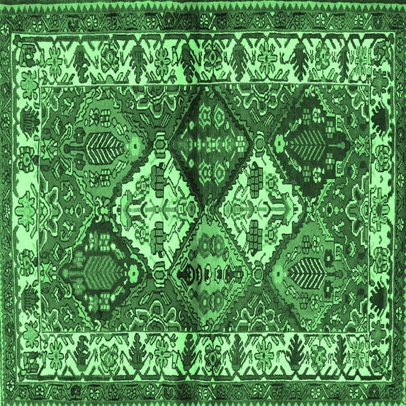 Ahgly Company Indoor Square Persian Emerald Green Traditional Area Rugs, 3' Square