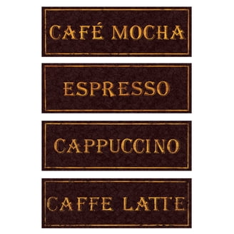 Lovely, Classic Coffee Cups; Mocha, Cappacino, Espresso, and Java