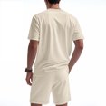 thumbnail image 2 of Eres Más Que una Prueba Puntuación Camisa Hombres Moda Cordón de Color Sólido Manga Corta Blusas con Cuello en V Conjunto de Cintura Elástica, 2 of 5