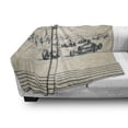 thumbnail image 3 of Vintage Car Soft Flannel Fleece Throw Blanket, Vintage Racing Cars Sport Nostalgic Sketchy Doodle Style, Cozy Plush for Indoor and Outdoor Use, 70" x 90", Beige Forest Green, by Ambesonne, 3 of 6