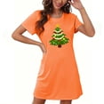 thumbnail image 1 of Camisón corto navideño para mujer, talla grande, cuello redondo, manga corta, estampado en el pecho, vestido de noche para mujer, 1 of 3