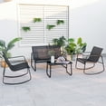 thumbnail image 2 of Gymax 4 Piece Rocking Bistro Set Patio Furniture Set w/ Loveseat 2 Rocking Chairs Black, 2 of 10