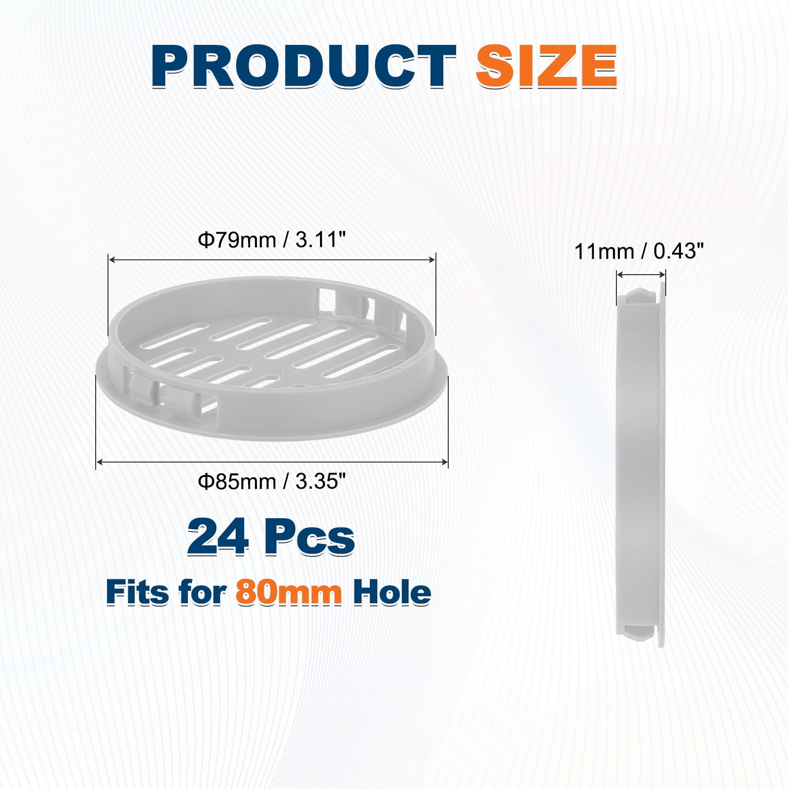 Uxcell 24 Pcs Round Soffit Vents (80mm / 3.15") - Plastic Louver Soffit Air Vent Cover Circular Air Mesh Screen Grille for Home/Bathroom/Wall/Ceiling/Cabinet, Gray