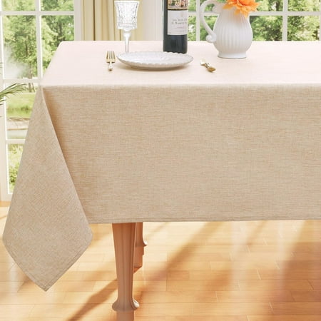 

Rectangle Faux Linen Table Cloth Waterproof Burlap Fabric Tablecloth Washable Decorative Farmhouse Table Covers for Kitchen Dining Parties 60x84 Linen
