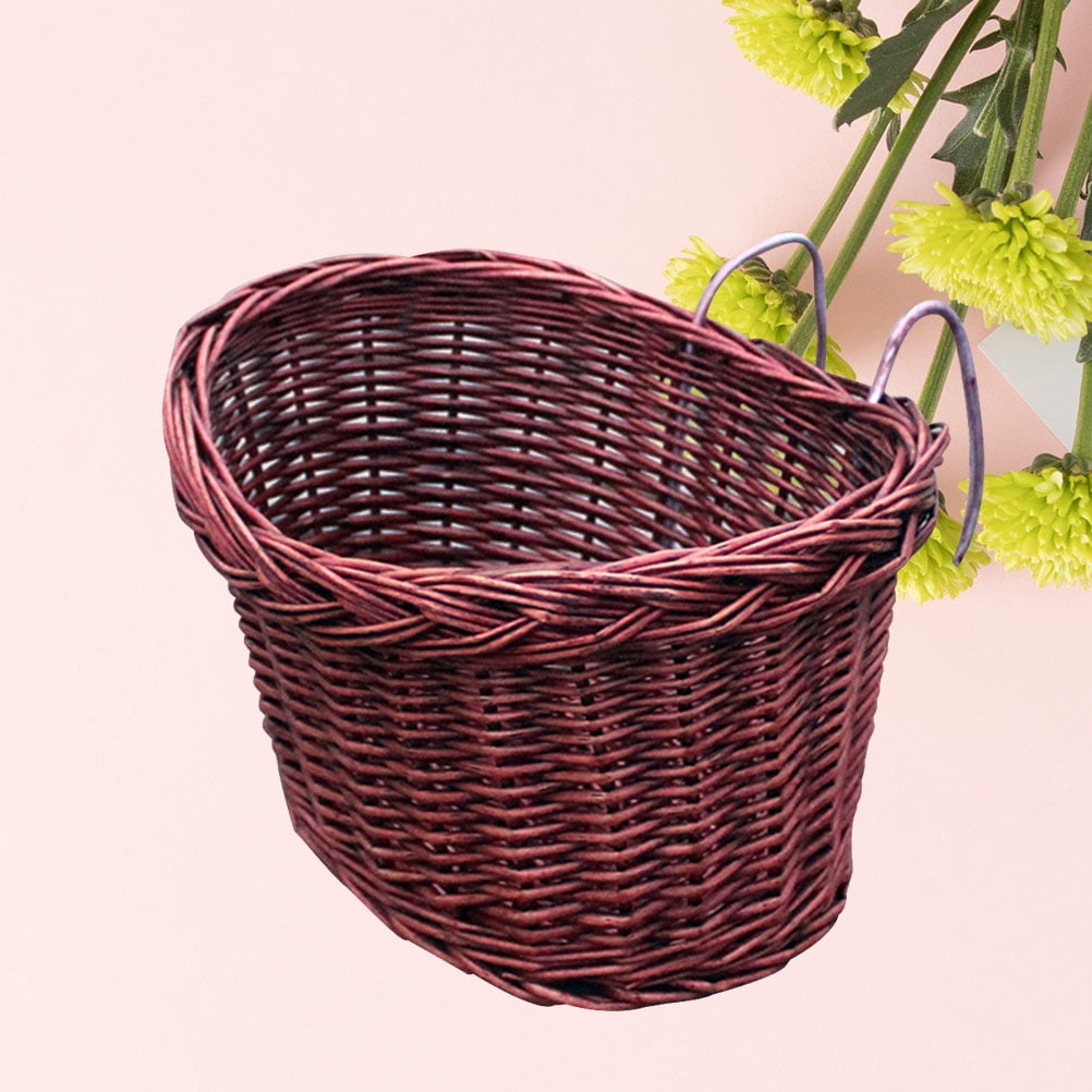TABLZONE Willow Rattan Front Bike Basket with Handlebar Mount, Brown, Spacious Storage for Easy Carrying and Daily Use