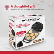 Holstein Housewares 6-Section Non-Stick Arepa Maker, Multi-Food Maker - Eggs, Mini Pancakes, Corncakes and More, Matte Black