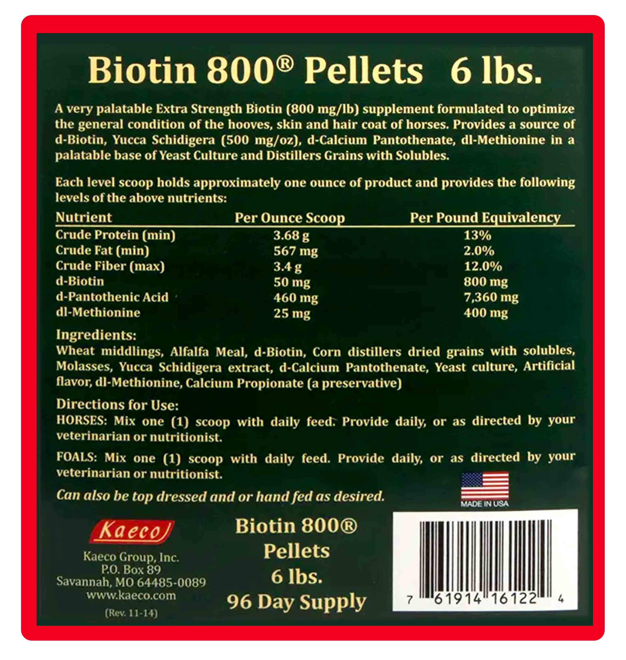 Kaeco Biotin 800 Pellets - 6 lb